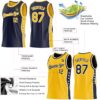 Custom Reversible Navy Gold-White Double Side Star Sublimation Basketball Suit Jersey
