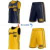 Custom Reversible Navy Gold Double Side Star Sublimation Basketball Suit Jersey