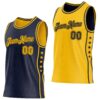Custom Reversible Navy Gold Double Side Star Sublimation Basketball Suit Jersey