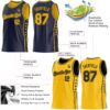 Custom Reversible Navy Gold Double Side Star Sublimation Basketball Suit Jersey