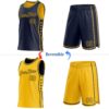 Custom Reversible Navy Gold Double Side Star Sublimation Basketball Suit Jersey