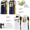Custom Reversible Navy White-Gold Double Side Star Sublimation Basketball Suit Jersey