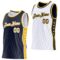 Custom Reversible Navy White-Gold Double Side Star Sublimation Basketball Suit Jersey