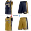 Custom Reversible Navy Old Gold-White Double Side Star Sublimation Basketball Suit Jersey