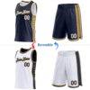 Custom Reversible Navy White-Old Gold Double Side Star Sublimation Basketball Suit Jersey