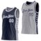 Custom Reversible Navy White-Gray Double Side Star Sublimation Basketball Suit Jersey