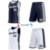 Custom Reversible Navy Gray-White Double Side Star Sublimation Basketball Suit Jersey