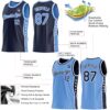 Custom Reversible Navy Lakes Blue-White Double Side Star Sublimation Basketball Suit Jersey