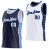 Custom Reversible Navy White-Lakes Blue Double Side Star Sublimation Basketball Suit Jersey