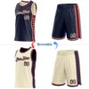Custom Reversible Navy Vintage USA Flag-Cream Double Side Star Sublimation Basketball Suit Jersey