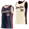 Custom Reversible Navy Vintage USA Flag-Cream Double Side Star Sublimation Basketball Suit Jersey