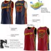 Custom Reversible Navy Crimson-Gold Double Side Star Sublimation Basketball Suit Jersey