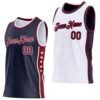 Custom Reversible Navy Crimson-White Double Side Star Sublimation Basketball Suit Jersey