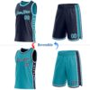 Custom Reversible Navy Teal-White Double Side Star Sublimation Basketball Suit Jersey