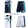 Custom Reversible Navy White-Teal Double Side Star Sublimation Basketball Suit Jersey