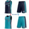 Custom Reversible Navy Gray-Teal Double Side Star Sublimation Basketball Suit Jersey