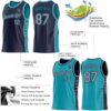 Custom Reversible Navy Gray-Teal Double Side Star Sublimation Basketball Suit Jersey