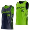 Custom Reversible Navy Neon Green Double Side Star Sublimation Basketball Suit Jersey