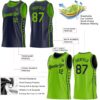 Custom Reversible Navy Neon Green Double Side Star Sublimation Basketball Suit Jersey