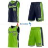 Custom Reversible Navy Neon Green-White Double Side Star Sublimation Basketball Suit Jersey