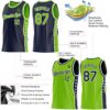 Custom Reversible Navy Neon Green-White Double Side Star Sublimation Basketball Suit Jersey