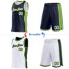 Custom Reversible Navy White-Neon Green Double Side Star Sublimation Basketball Suit Jersey