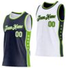 Custom Reversible Navy White-Neon Green Double Side Star Sublimation Basketball Suit Jersey