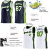 Custom Reversible Navy White-Neon Green Double Side Star Sublimation Basketball Suit Jersey
