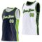 Custom Reversible Navy White-Neon Green Double Side Star Sublimation Basketball Suit Jersey