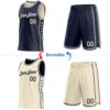 Custom Reversible Navy Cream Double Side Star Sublimation Basketball Suit Jersey