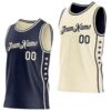 Custom Reversible Navy Cream Double Side Star Sublimation Basketball Suit Jersey