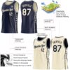 Custom Reversible Navy Cream Double Side Star Sublimation Basketball Suit Jersey