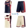 Custom Reversible Navy Red-Cream Double Side Star Sublimation Basketball Suit Jersey