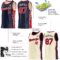 Custom Reversible Navy Red-Cream Double Side Star Sublimation Basketball Suit Jersey