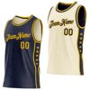 Custom Reversible Navy Gold Double Side Star Sublimation Basketball Suit Jersey