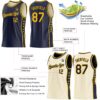 Custom Reversible Navy Gold Double Side Star Sublimation Basketball Suit Jersey