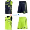 Custom Reversible Navy Neon Green Double Side Star Sublimation Basketball Suit Jersey
