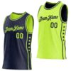 Custom Reversible Navy Neon Green Double Side Star Sublimation Basketball Suit Jersey