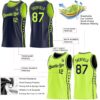 Custom Reversible Navy Neon Green Double Side Star Sublimation Basketball Suit Jersey