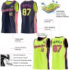 Custom Reversible Navy Neon Green-Pink Double Side Star Sublimation Basketball Suit Jersey