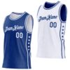 Custom Reversible Royal White Double Side Star Sublimation Basketball Suit Jersey