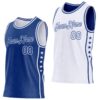 Custom Reversible Royal White Double Side Star Sublimation Basketball Suit Jersey