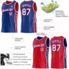 Custom Reversible Royal White-Red Double Side Star Sublimation Basketball Suit Jersey