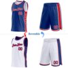 Custom Reversible Royal Red-White Double Side Star Sublimation Basketball Suit Jersey