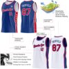 Custom Reversible Royal Red-White Double Side Star Sublimation Basketball Suit Jersey