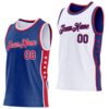 Custom Reversible Royal Red-White Double Side Star Sublimation Basketball Suit Jersey