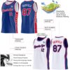 Custom Reversible Royal Red-White Double Side Star Sublimation Basketball Suit Jersey