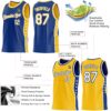 Custom Reversible Royal White-Gold Double Side Star Sublimation Basketball Suit Jersey