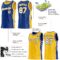 Custom Reversible Royal White-Gold Double Side Star Sublimation Basketball Suit Jersey