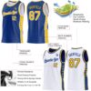 Custom Reversible Royal Gold-White Double Side Star Sublimation Basketball Suit Jersey